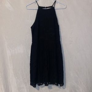 Monteau Black Lace Halter Mini Dress